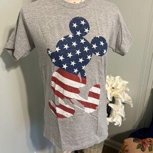 Gray T-Shirt with American Flag Mickey Design